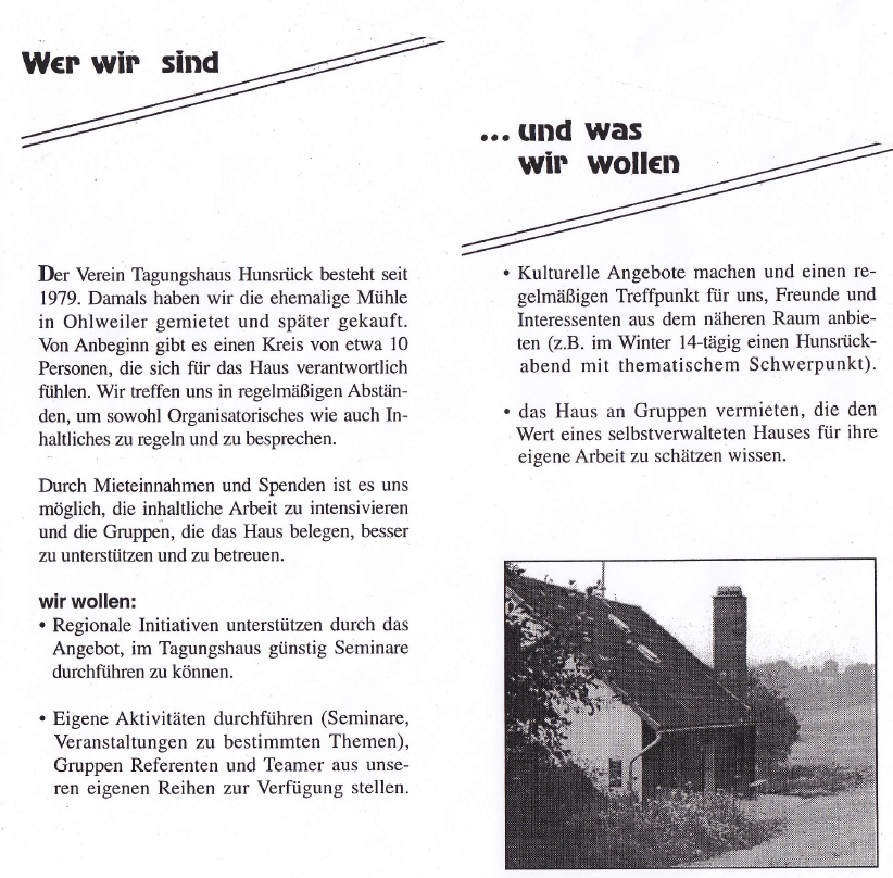 Innenseite: „Wer wir sind … und was wir wollen“